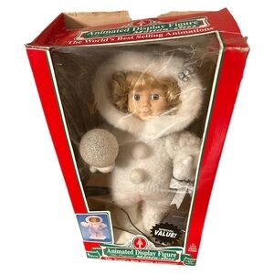 Vtg Telco Christmas Motion-ette Animated Lighted Snow Girl Figure W‎ Box Tested